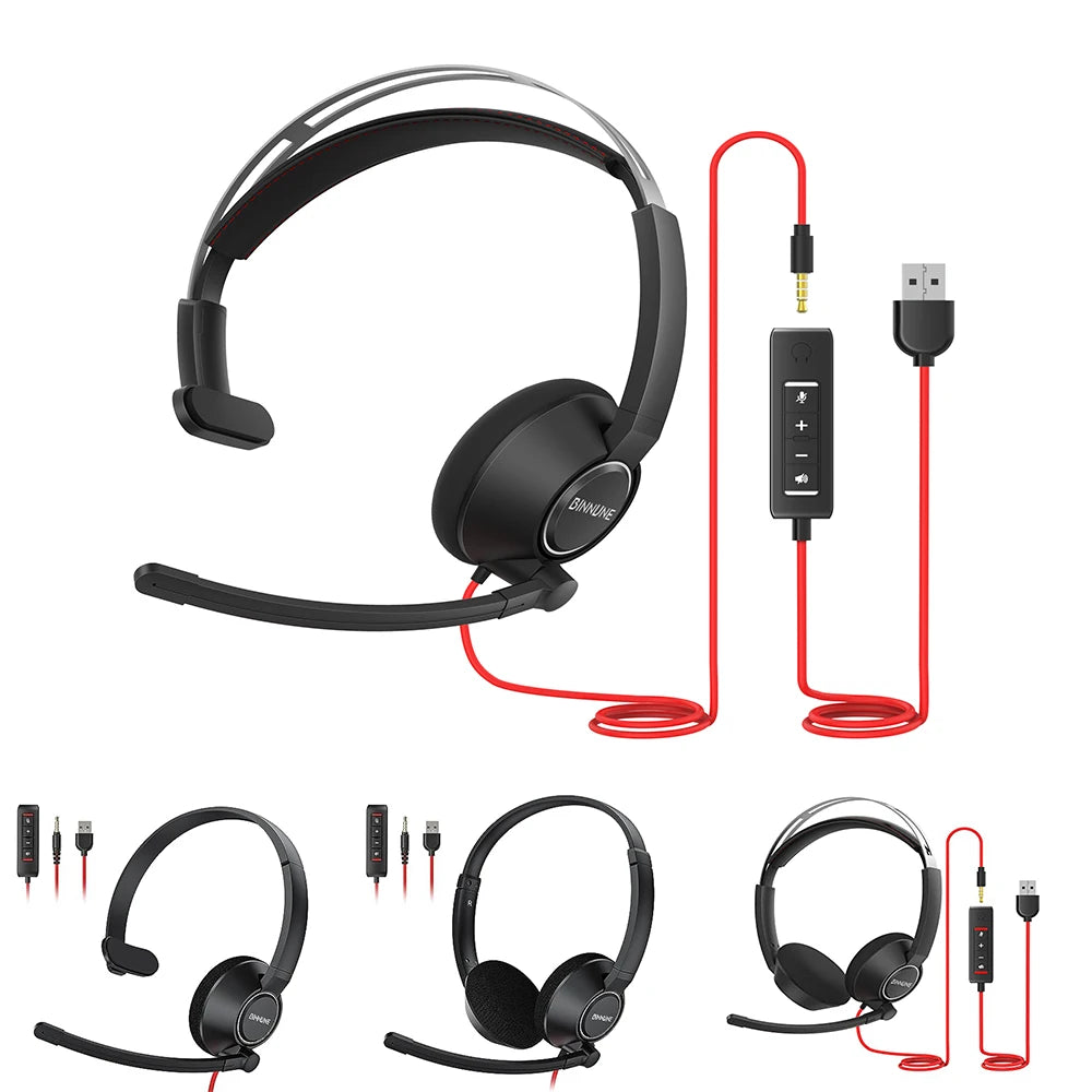 Wired Headset with Noise Cancelling Microphone for Laptop PC and Office Video Calls