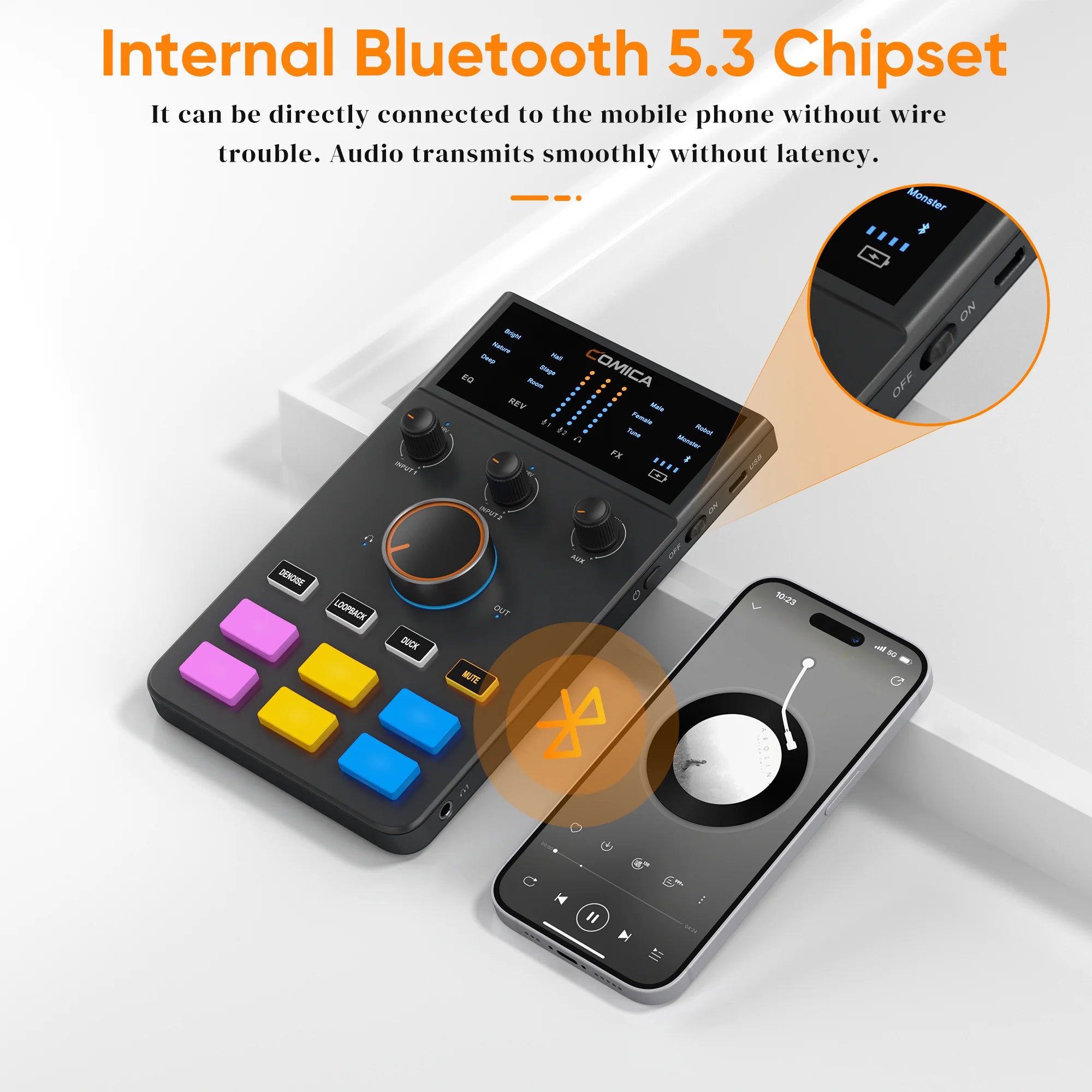 Audio Interface with Bluetooth and Sound Card for Streaming Gaming Podcasting and Live Recording