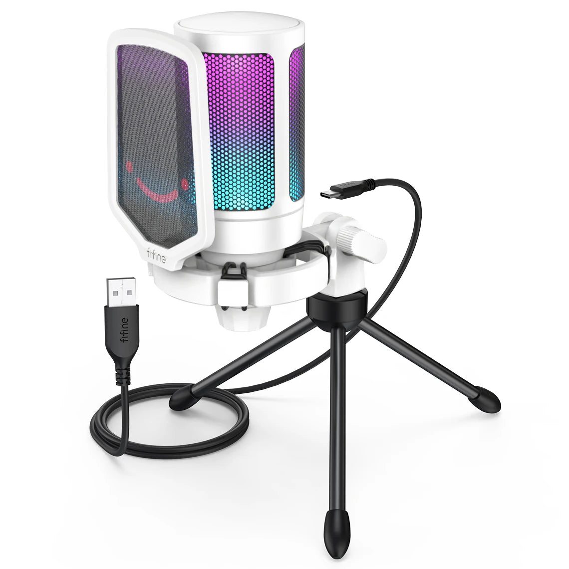 USB Condenser Gaming Microphone with RGB Tap Mute, Pop Filter and Shock Mount for PC Mac Streaming
