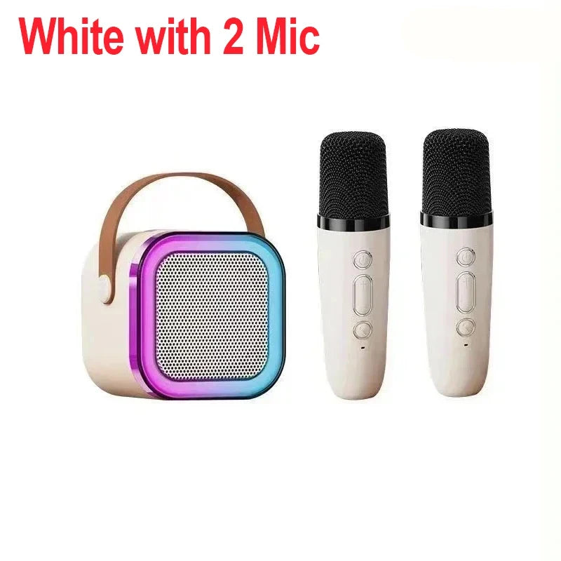 VIKEFON Portable Bluetooth 5.3 Karaoke Speaker with 2 Wireless Microphones & LED Lights