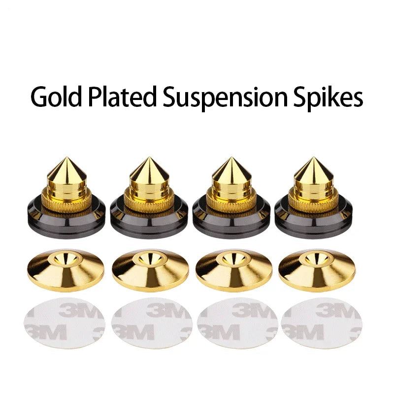 Pure Copper Gold Speaker Isolation Spikes and Foot Pads Set for Floor Standing Speakers