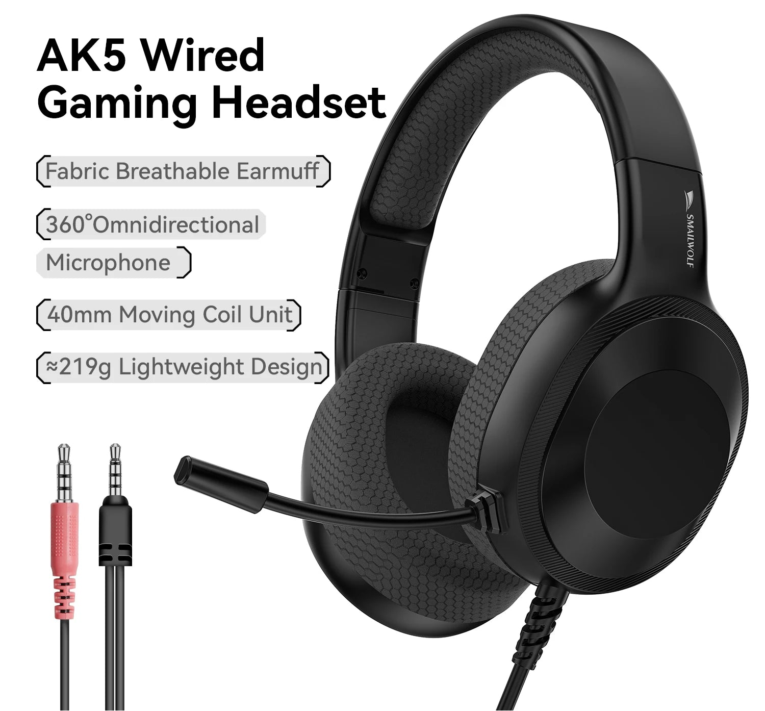 Lightweight Wired Gaming Headset with Microphone for PC Laptop and E‑Sports Audio