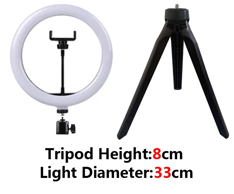 LED Ring Light with Tripod and Phone Holder for Video Streaming Makeup and Photography