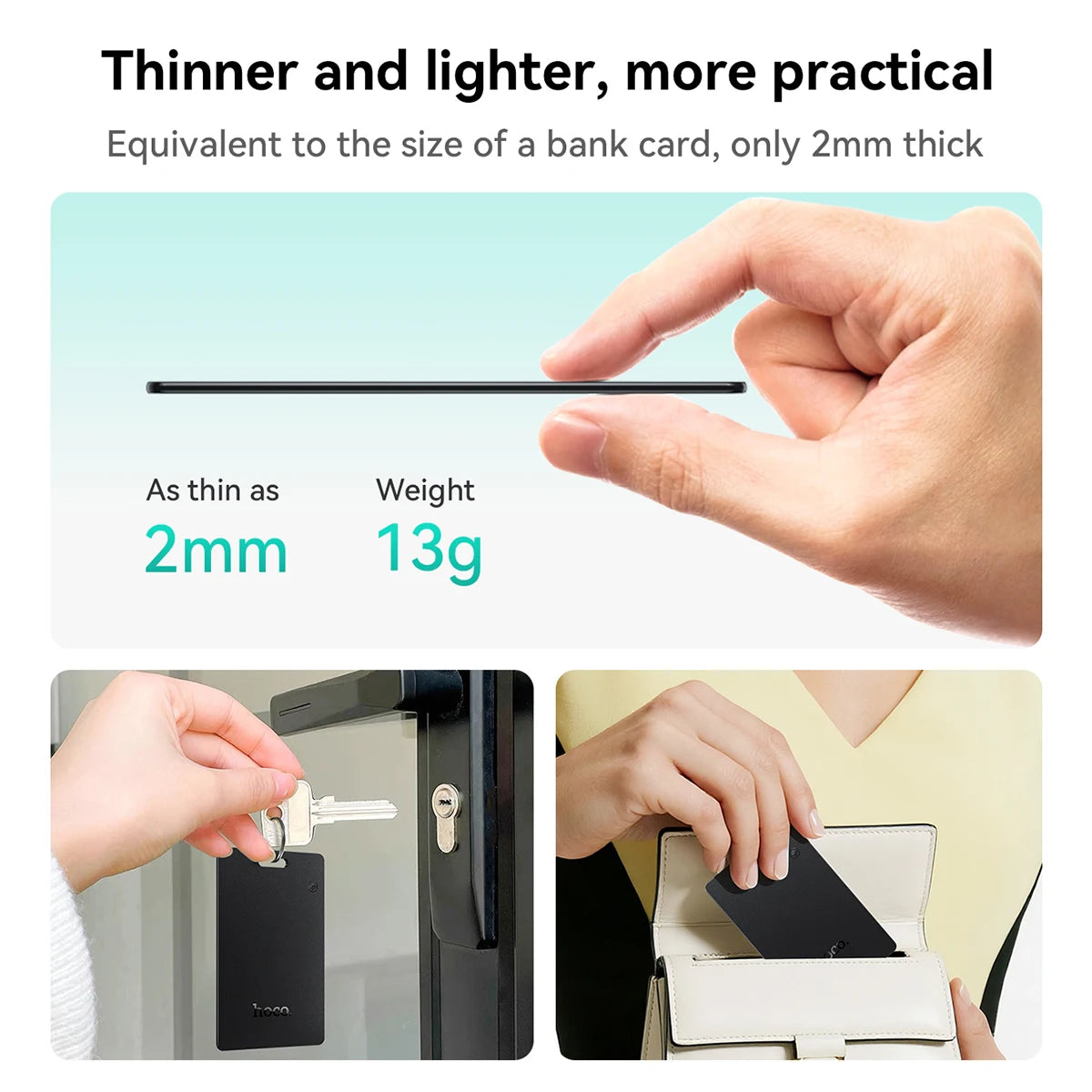 Ultra-Thin Card-Style Anti-Lost Tracker for iPhone and Android with Wireless Charging and GPS