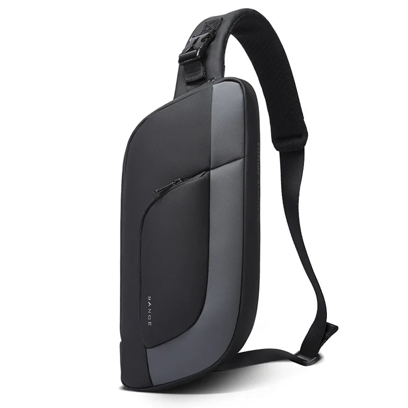 Men’s Large Capacity Crossbody Chest Bag with USB Charging and Water Resistant Oxford Material