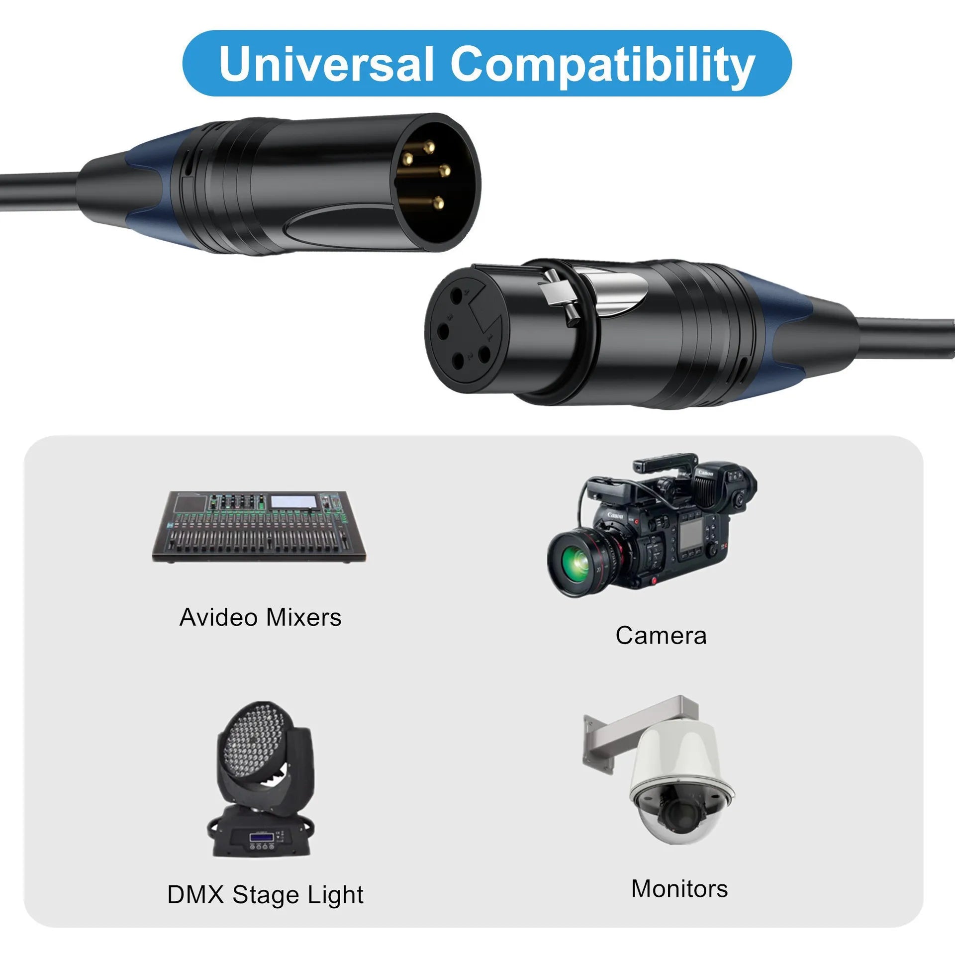 Professional XLR 3-Pin 4-Pin 5-Pin Male to Female OFC Shielded Audio Extension Cable Cord Lead
