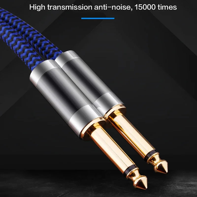 Professional Dual 6.5mm TS Audio Cable Oxygen‑Free Copper Lead for Guitar Mixer Amplifier