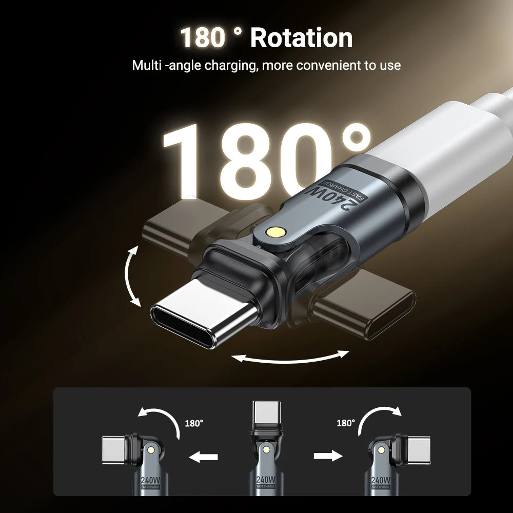 240W USB C Fast Charging Male to Female Converter Adapter with 180 Degree Elbow Design