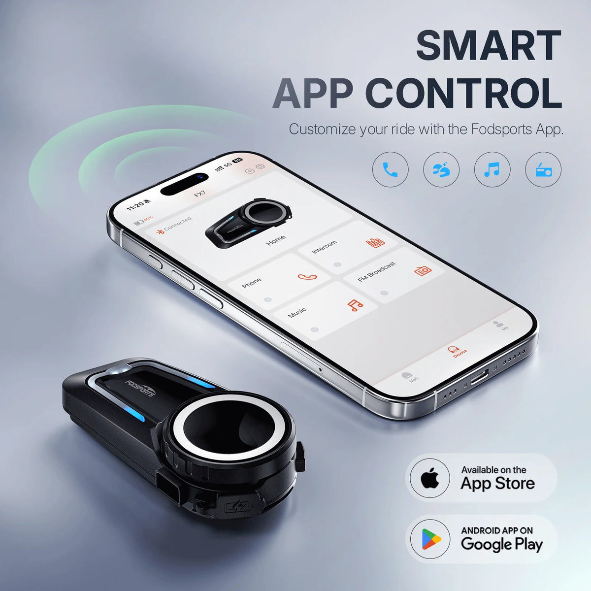 Mesh Bluetooth Motorcycle Helmet Intercom Headset with 10 Rider Group, 2000m Range, Waterproof