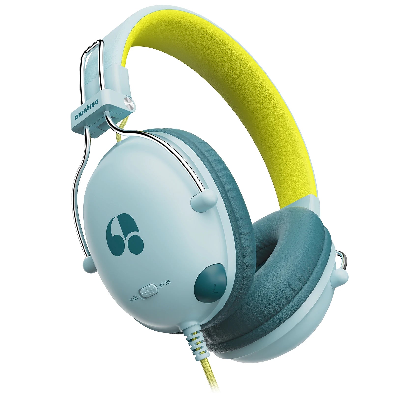 Kids Wired Study Headphones with Safe 74dB/85dB Volume Limiter for Music and Learning