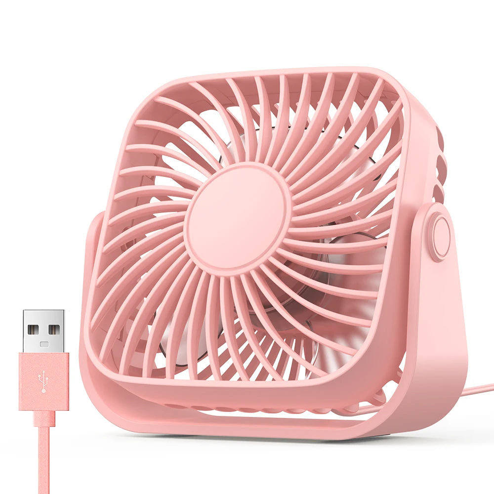 Mini USB Portable Desk Fan with 3-Speed Cooling and 360° Adjustment for Home, Office and Camping Use