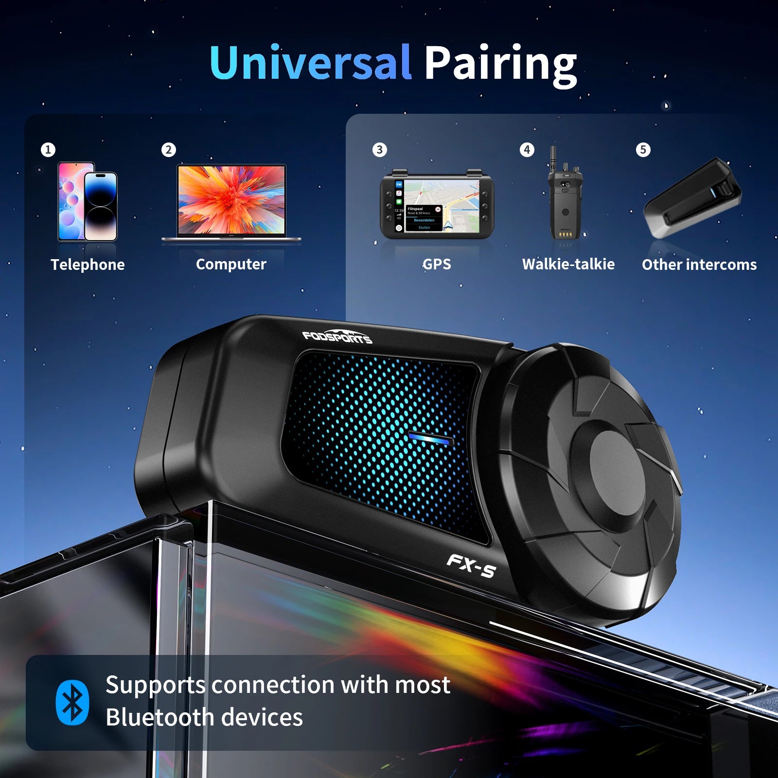 Bluetooth Motorcycle Helmet Intercom Headset with 1000M Range and Noise Reduction Technology Twin Pack