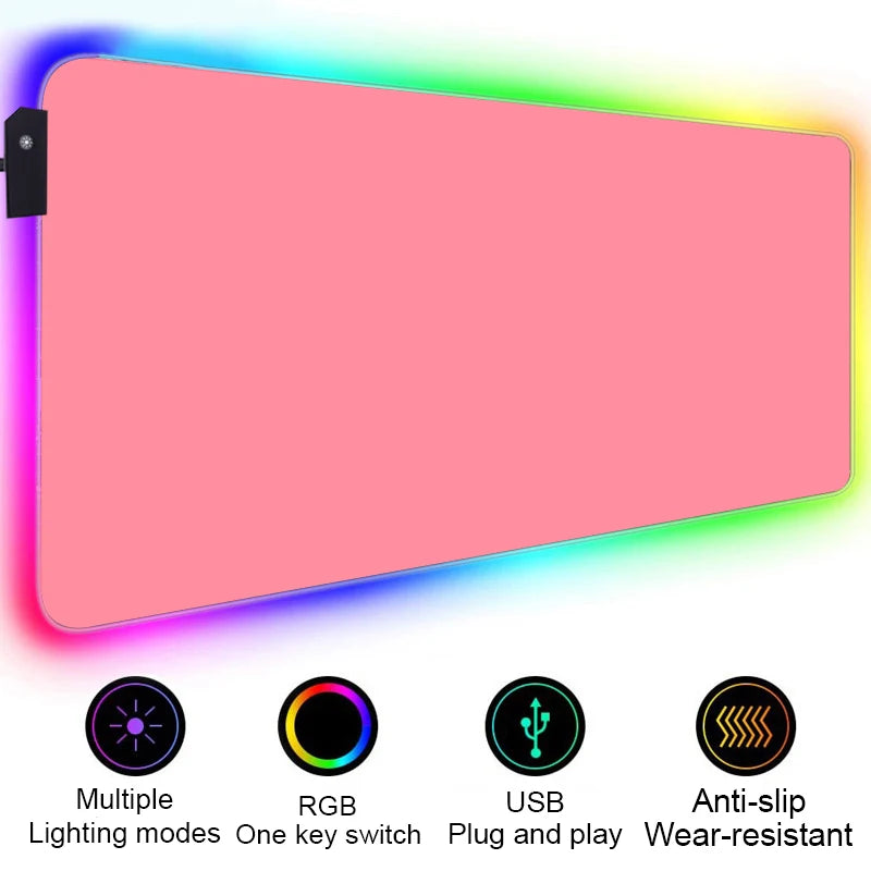 Large RGB Gaming Mouse Pad with LED Backlight Non-Slip Surface for Keyboard and Desk Setup