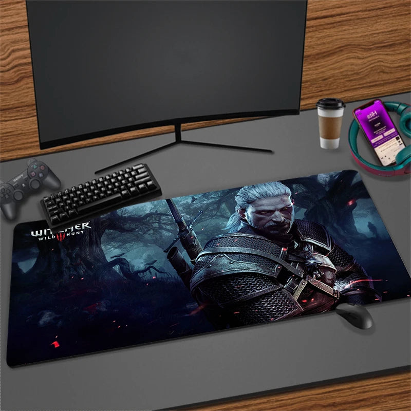 Large Cartoon Gaming Mouse Pad with Stitched Edges Non-Slip Rubber Base for Desktops and PCs