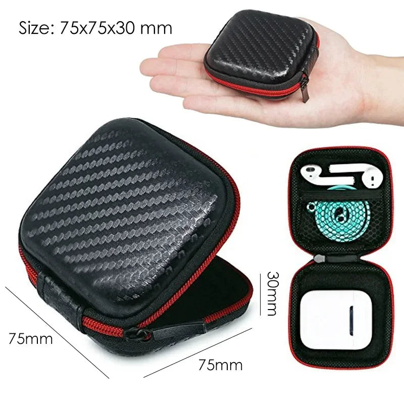 Small Hard Shell Earphone Storage Case for Cables Chargers and Mini Tech Accessories Travel Pouch