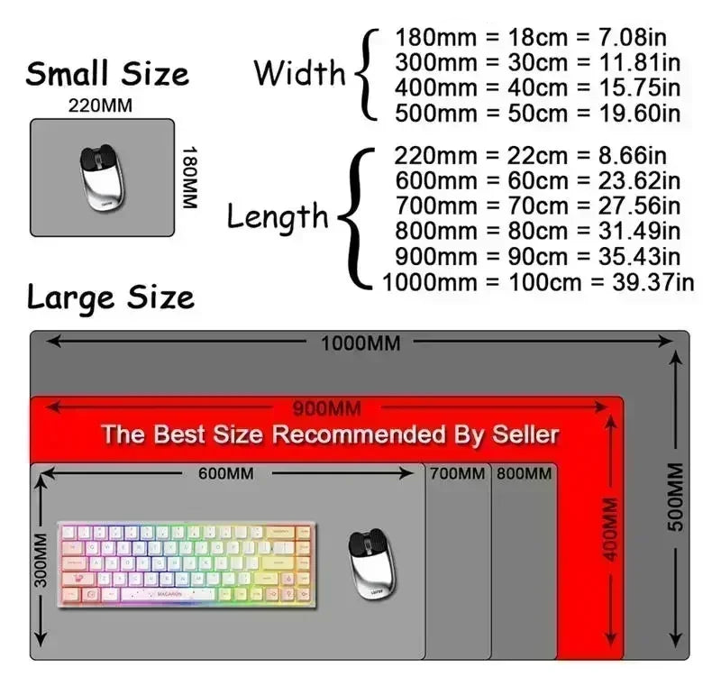 XXL Extended Gaming Mouse Mat with Anti-slip Rubber Base, Durable Edge, Desk Protection 90x40cm