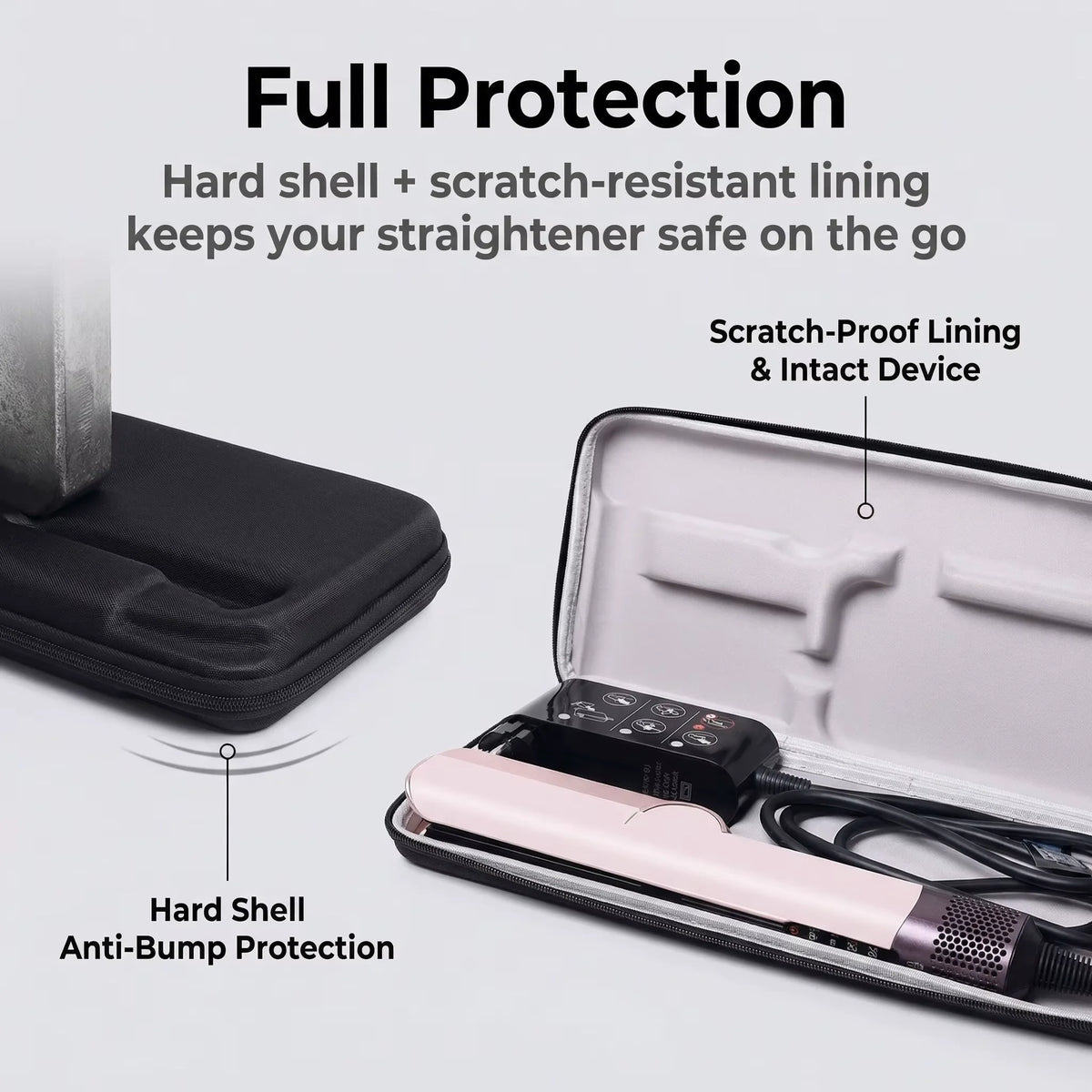 Premium Water Resistant Hard Shell EVA Travel Case for Hair Straightener Storage and Protection