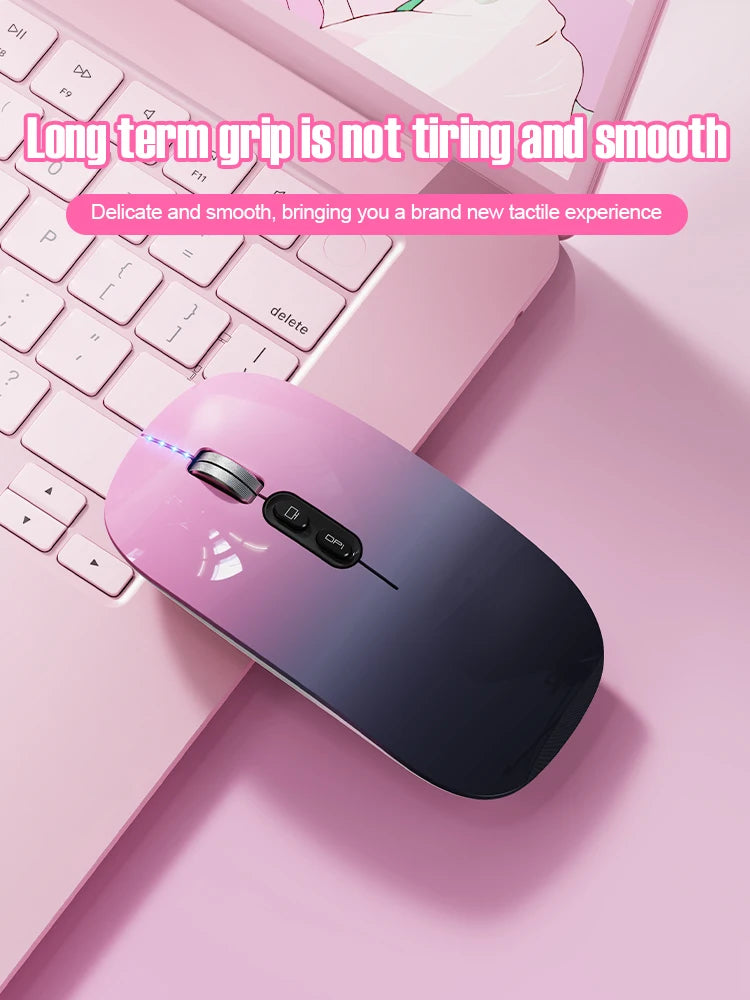 Bluetooth Dual Mode Wireless Mouse with Silent Click and Rechargeable Battery for Laptop