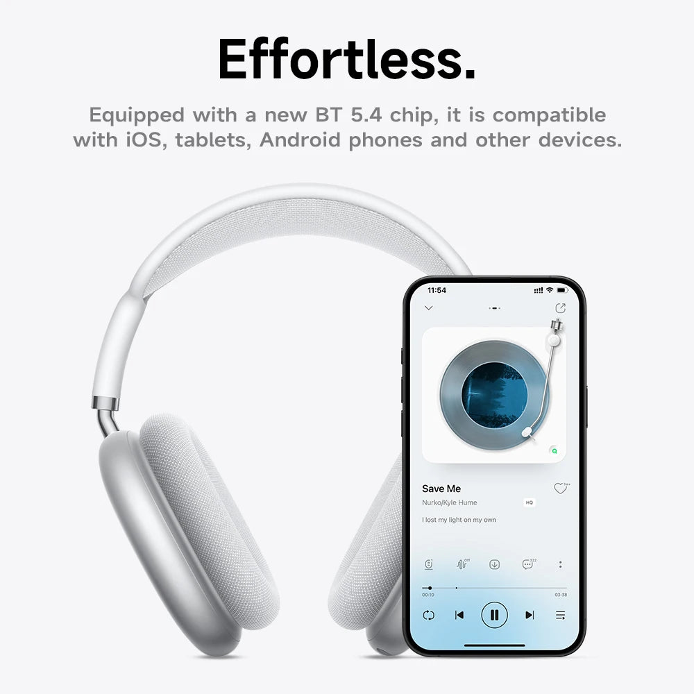 Wireless Bluetooth 5.4 Over-Ear ANC Headphones with Microphone Hi-Fi Audio 45 Hour Playtimes Headset