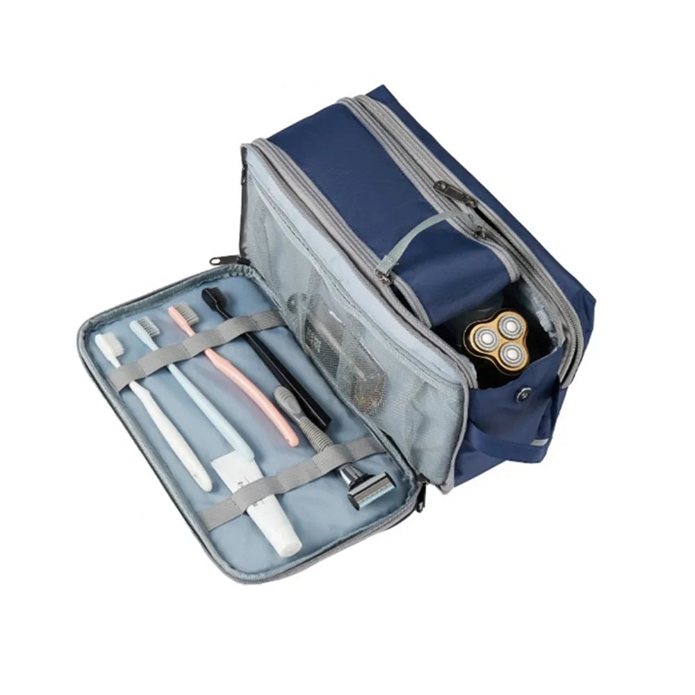 Large Capacity Multi-Layer Travel Toiletries and Makeup Organiser with Full Opening Design