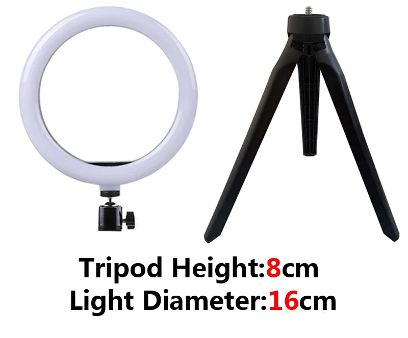 LED Ring Light with Tripod and Phone Holder for Video Streaming Makeup and Photography
