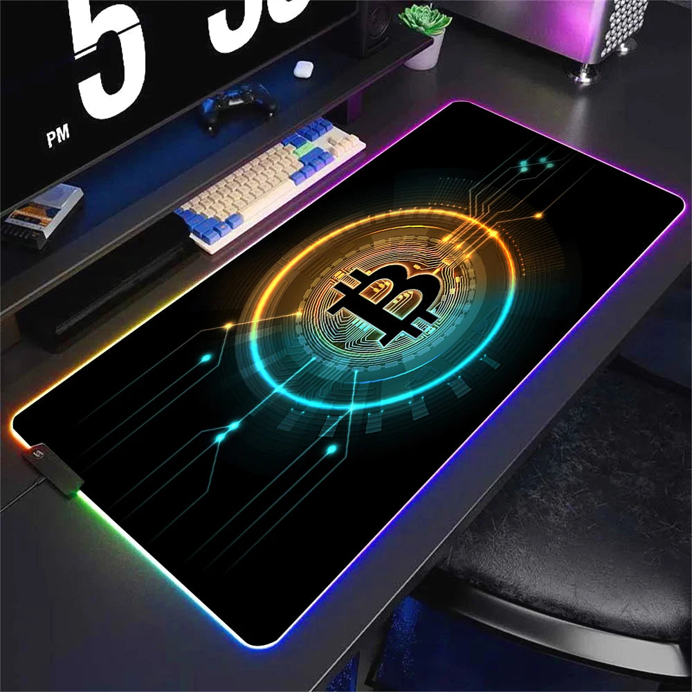 Large RGB Gaming Mouse Pad Non-slip Waterproof Desk Mat with Backlit Edge for Office and Gaming