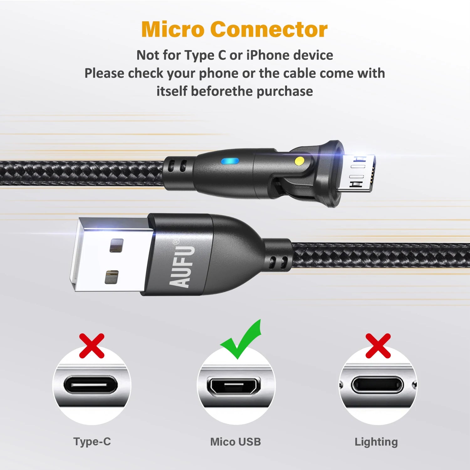 Fast Charging 3A Micro USB Cable for Android Phones with Braided Design and Data Sync