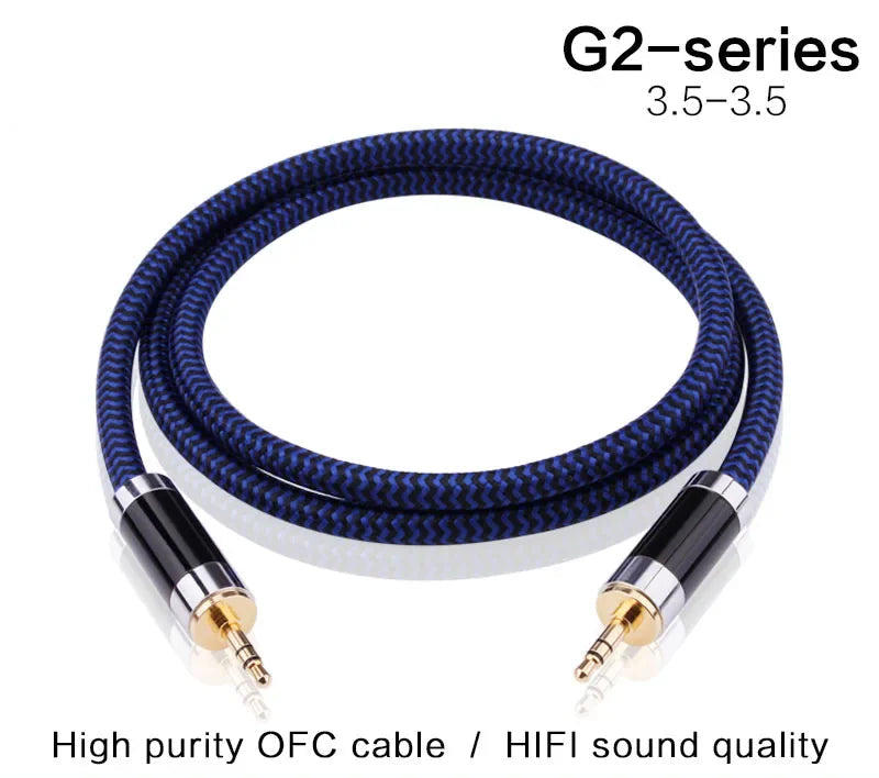 High Purity 4 Core 6N OCC 3.5mm to 3.5mm HiFi AUX Audio Cable for Speakers and Devices