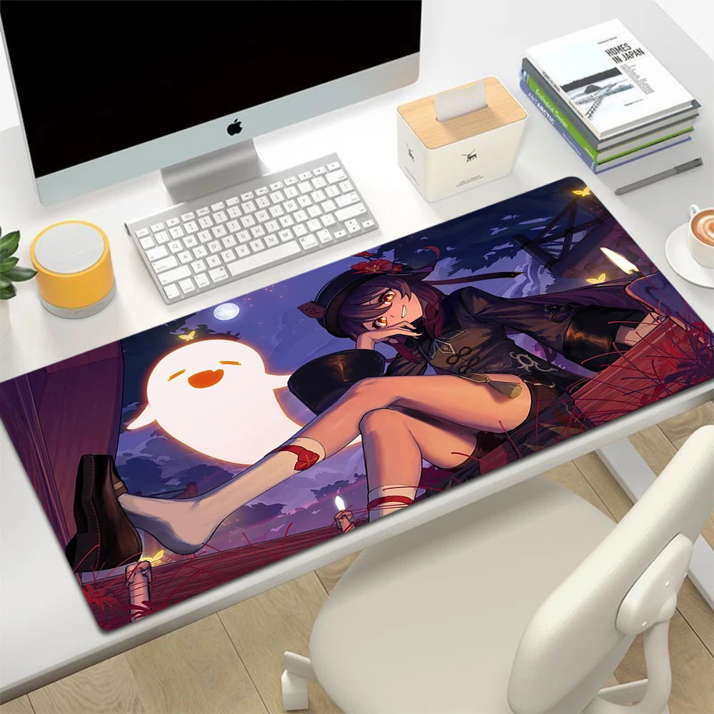 XL Anime Gaming Mouse Pad with Anti-slip Rubber Base, Stitched Edges, Custom Print Options