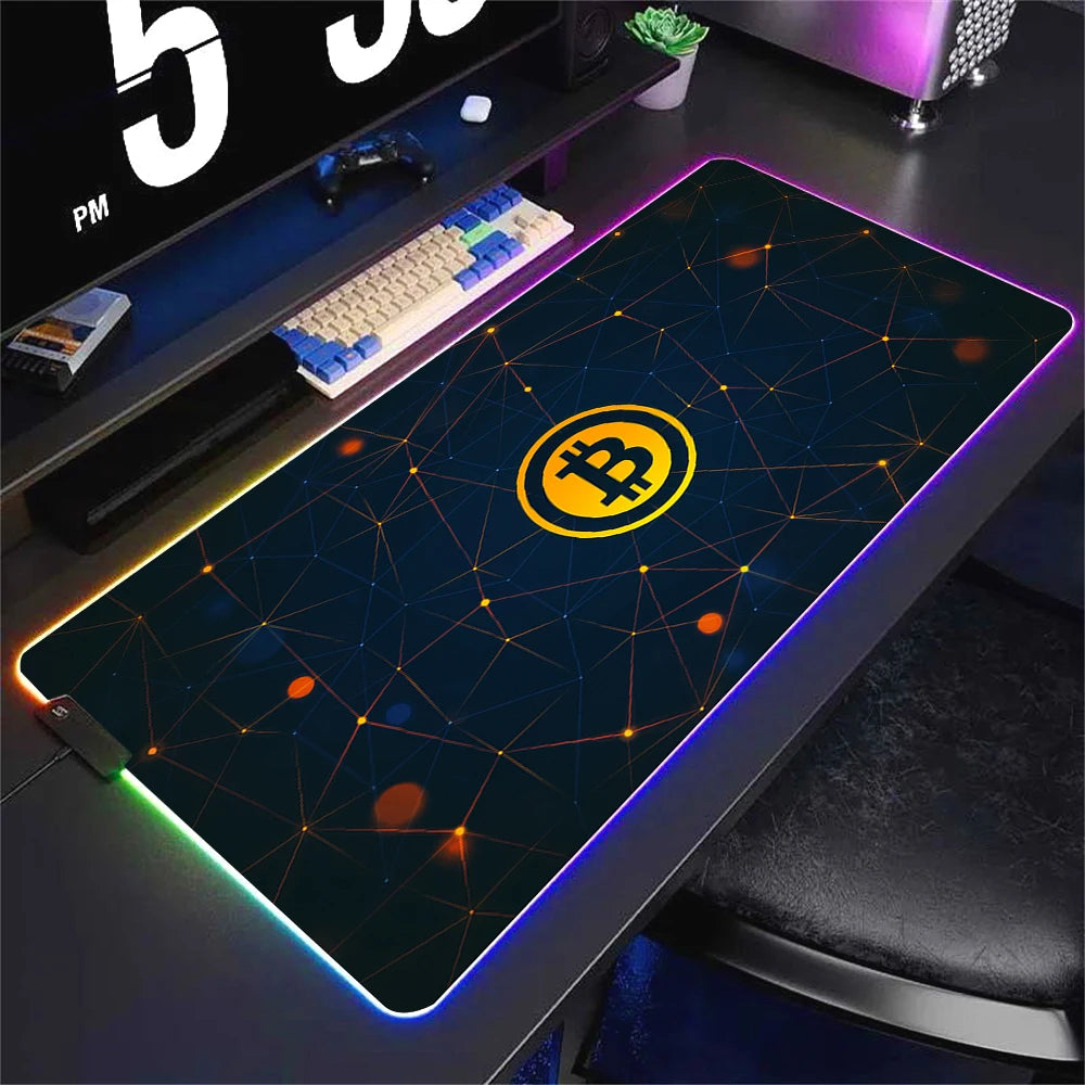 Large RGB Gaming Mouse Pad Non-slip Waterproof Desk Mat with Backlit Edge for Office and Gaming