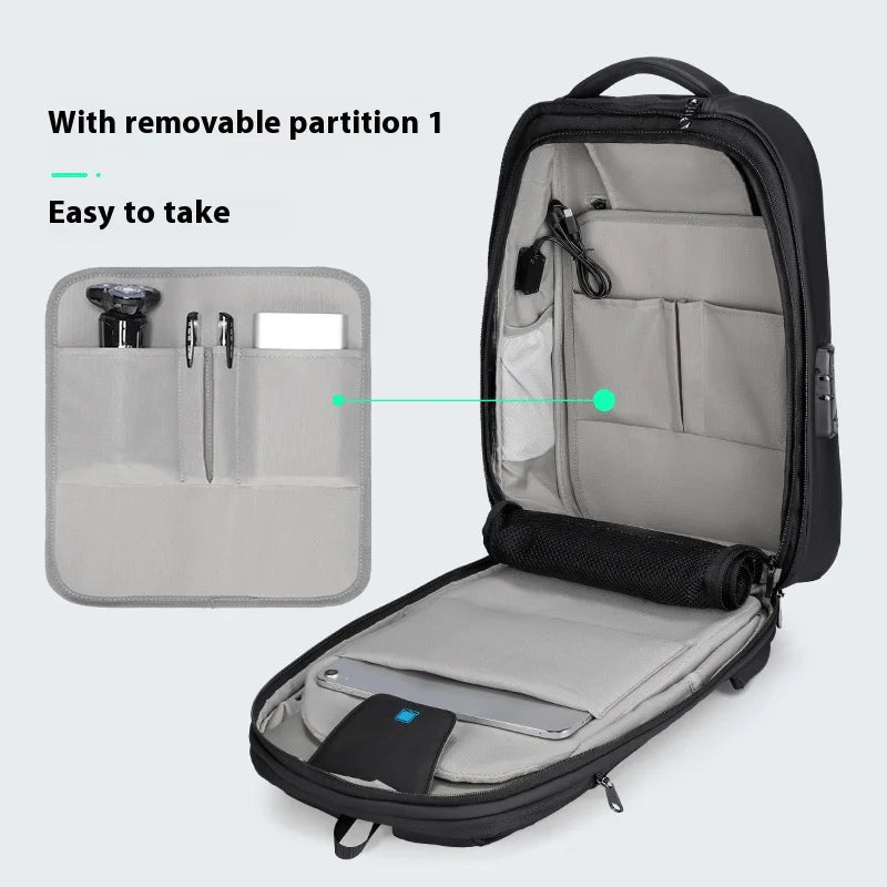 Expandable business laptop backpack anti-theft with USB port for travel and everyday use 15 inch