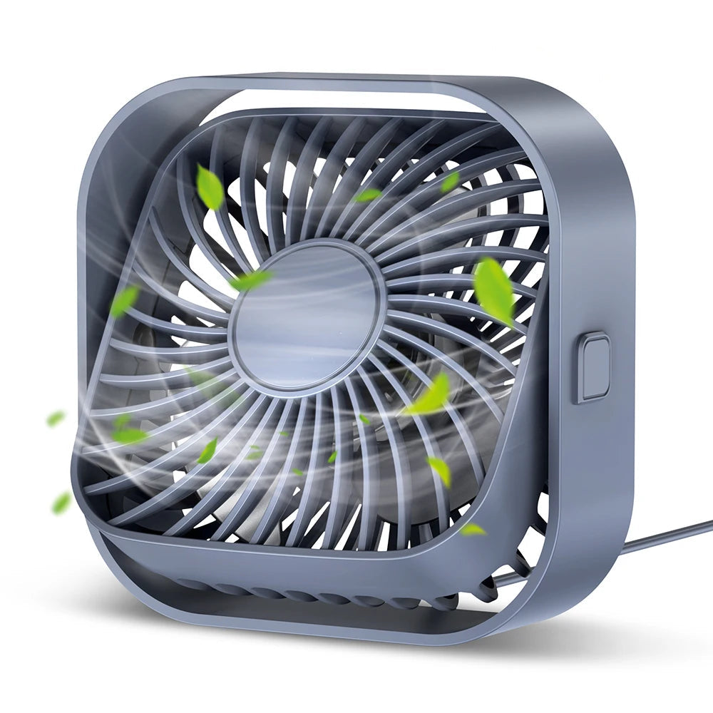 Portable USB Desk Fan Quiet Mini Table Fan with Strong Airflow Three Speed and 360 Degree Rotation