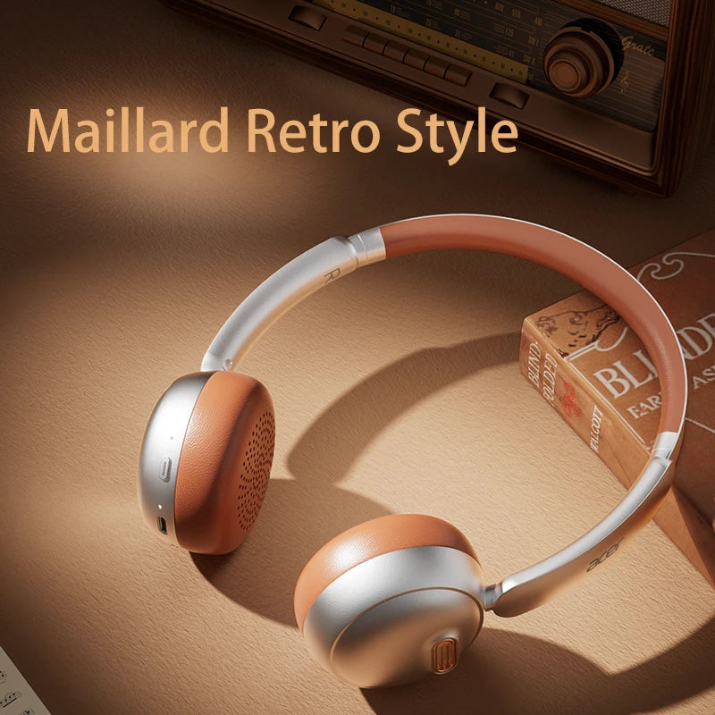 Wireless Over Ear Bluetooth Headphones 70 Hour Playtime Retro Style Noise Reduction Headset