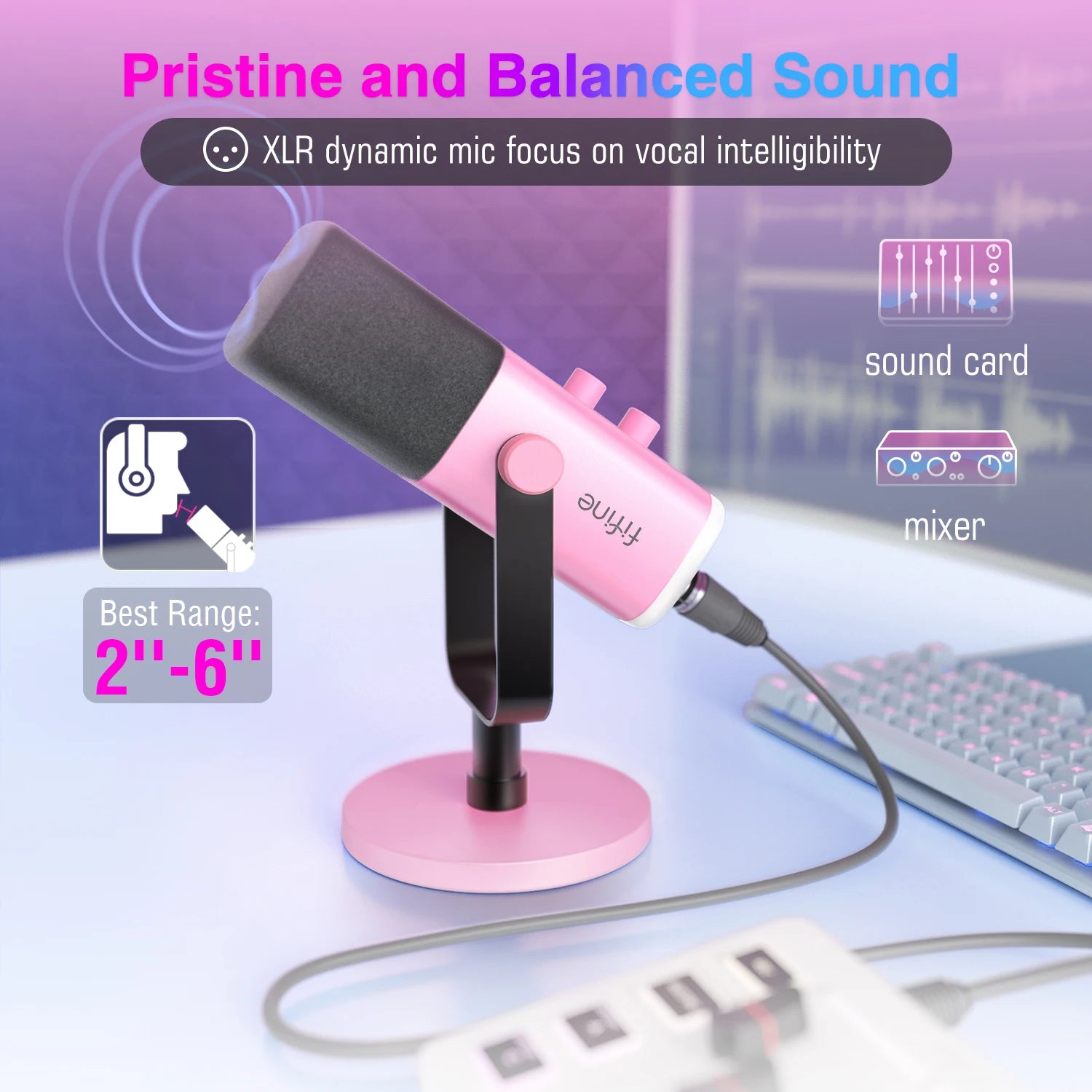 USB/XLR Dynamic Gaming Microphone with RGB Control, Headphone Jack, Touch Mute for Streaming