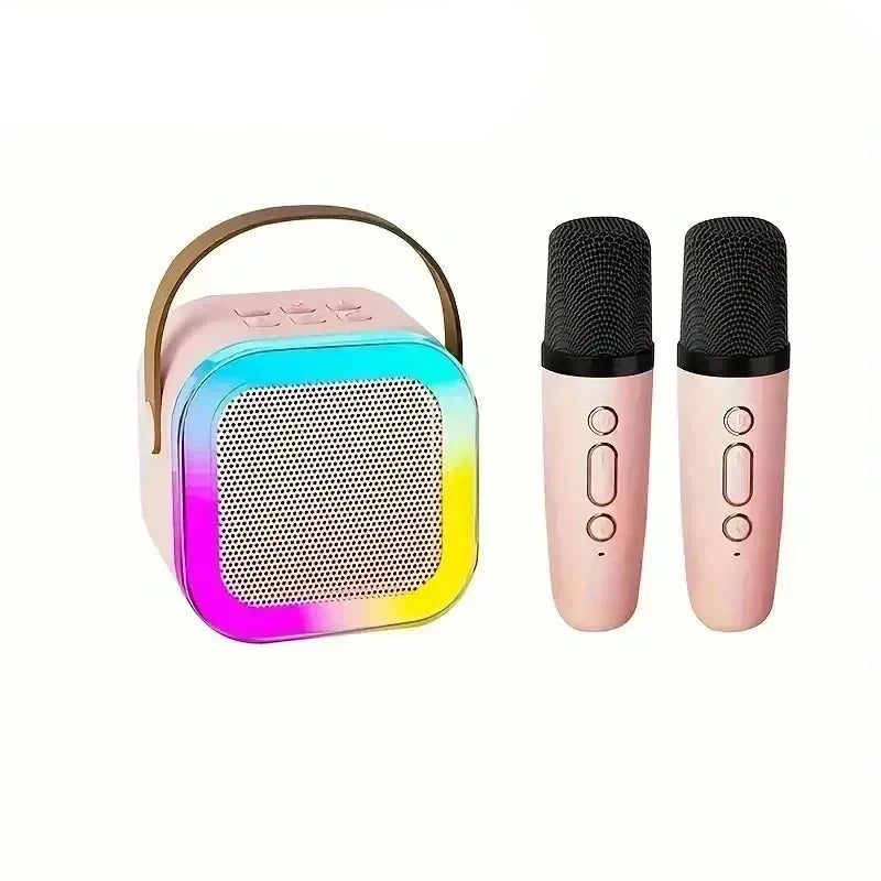 Portable Bluetooth 5.3 Karaoke Speaker with 2 Wireless Microphones & LED Lights