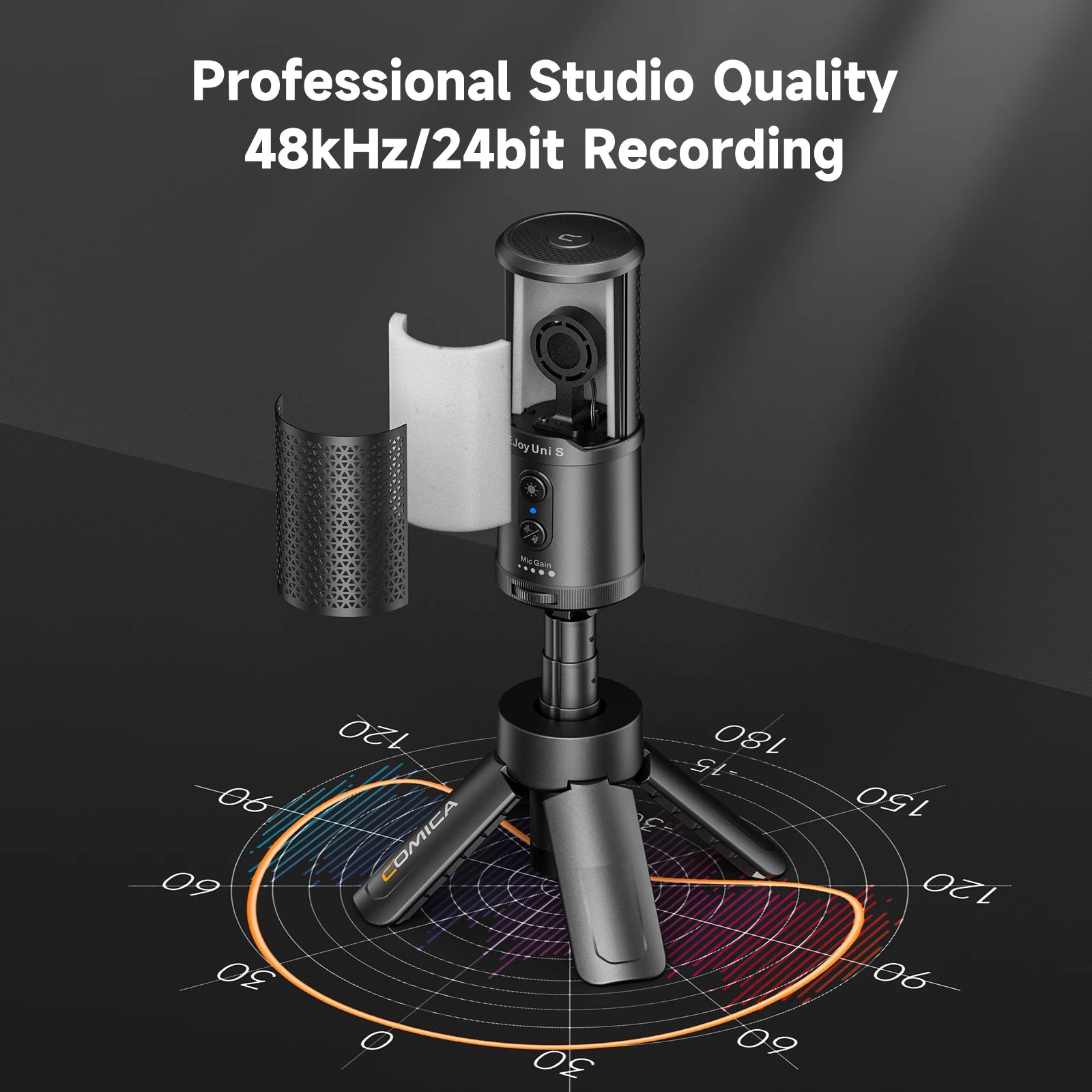 RGB USB Condenser Microphone with Cardioid Pickup AI Denoise Tripod for PC Mac PS5 Recording