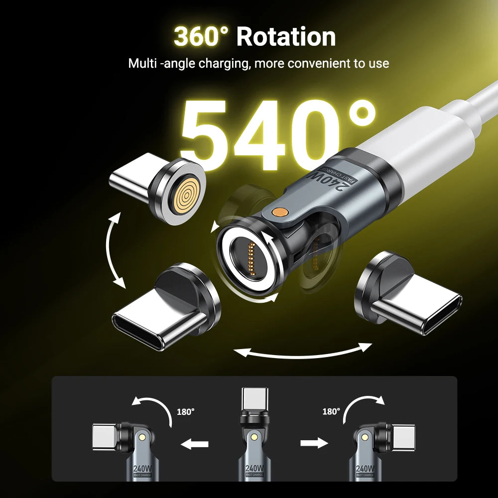 9-pin Magnetic USB-C OTG Adapter 240W PD Fast Charging Data Connector for Laptop and iPhone