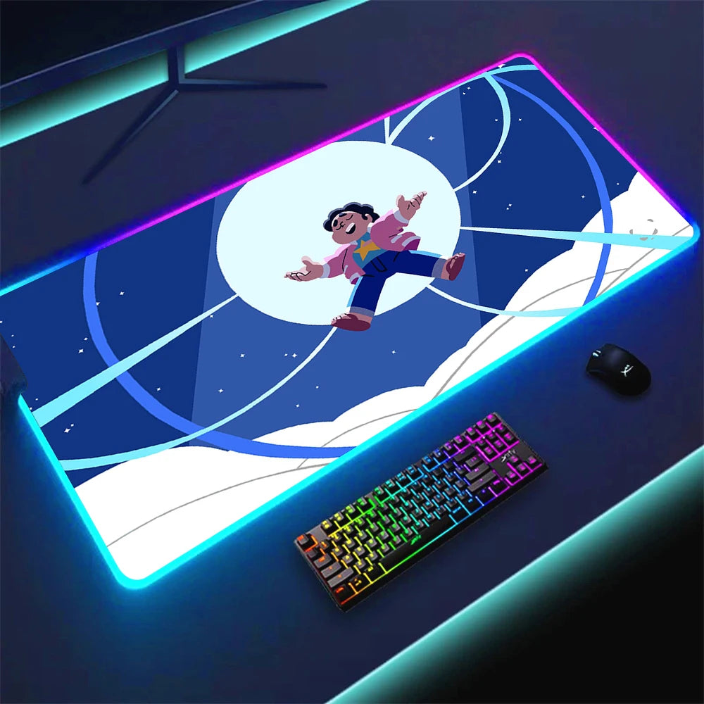 RGB Anime Gaming Mouse Pad with LED Lighting Non-slip Surface Large Waterproof Desk Mat