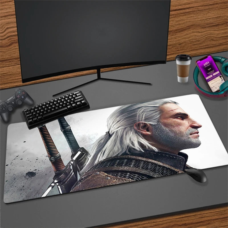 Large Cartoon Gaming Mouse Pad with Stitched Edges Non-Slip Rubber Base for Desktops and PCs