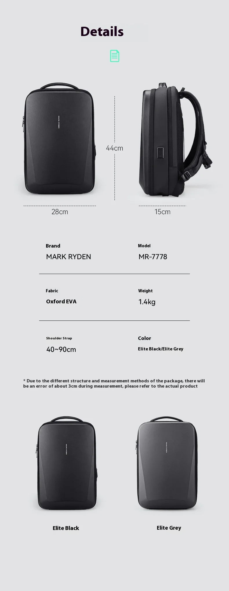 Modern Hardshell Business Laptop Backpack Water Resistant 15.6 Inch Bag for Work and University