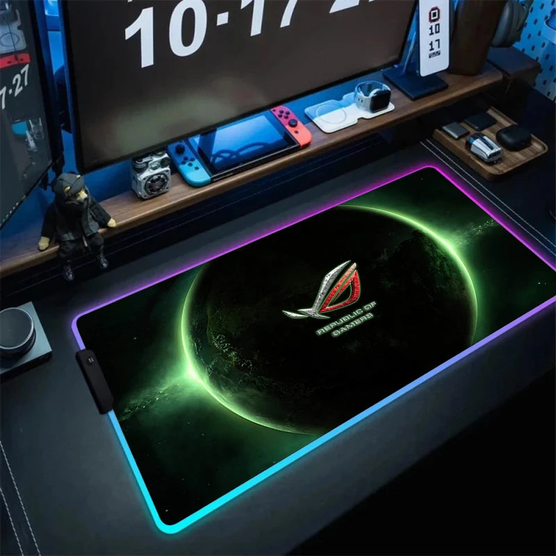 Large RGB Gaming Mouse Pad with Backlight Non Slip Surface for Keyboard and Desk Protection