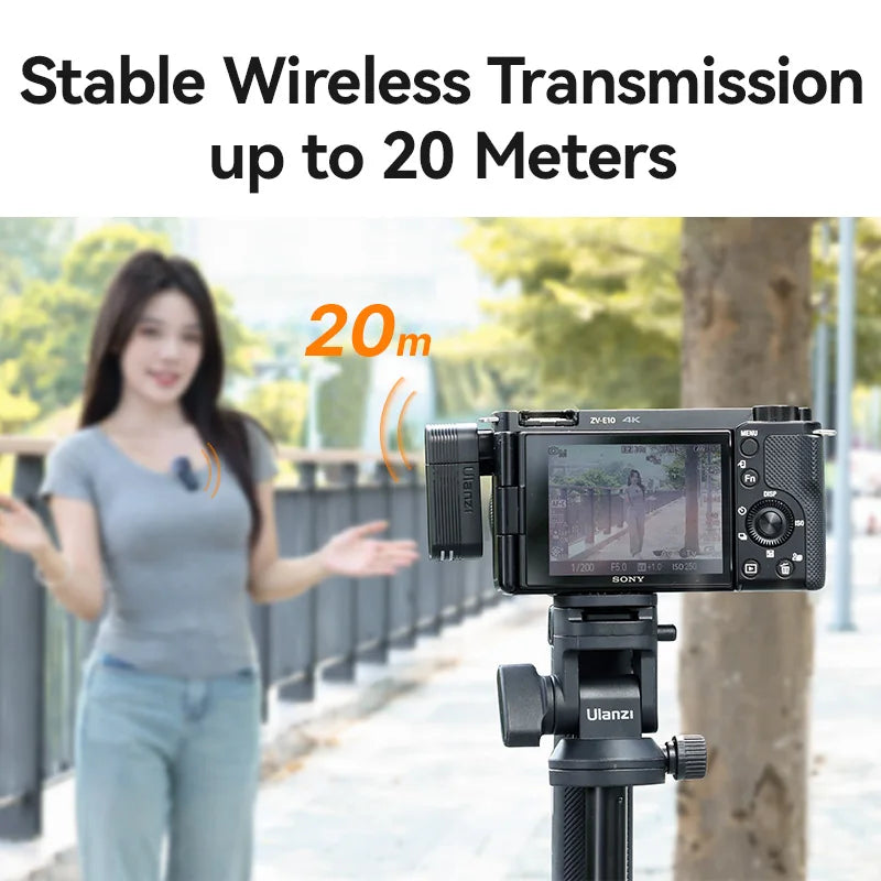Ulanzi A100 Wireless Lavalier Microphone for iPhone 16/15 Pro, Camera & Real-Time Monitoring