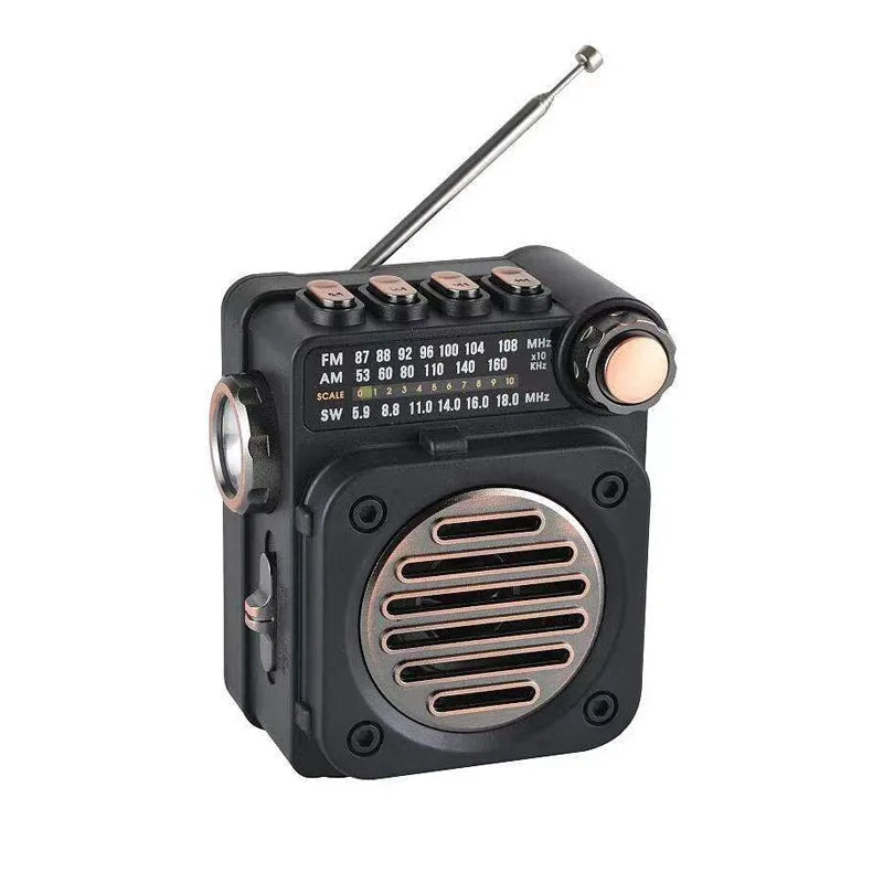 Pocket-Sized Portable FM AM SW Radio with Bluetooth Music Playback and LED Flashlight