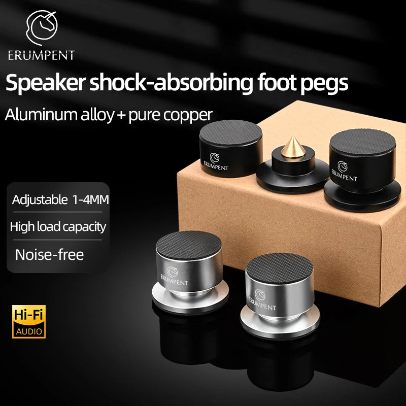 High Fidelity Adjustable Speaker Spike Feet Aluminium and Carbon Fibre Isolating Pads