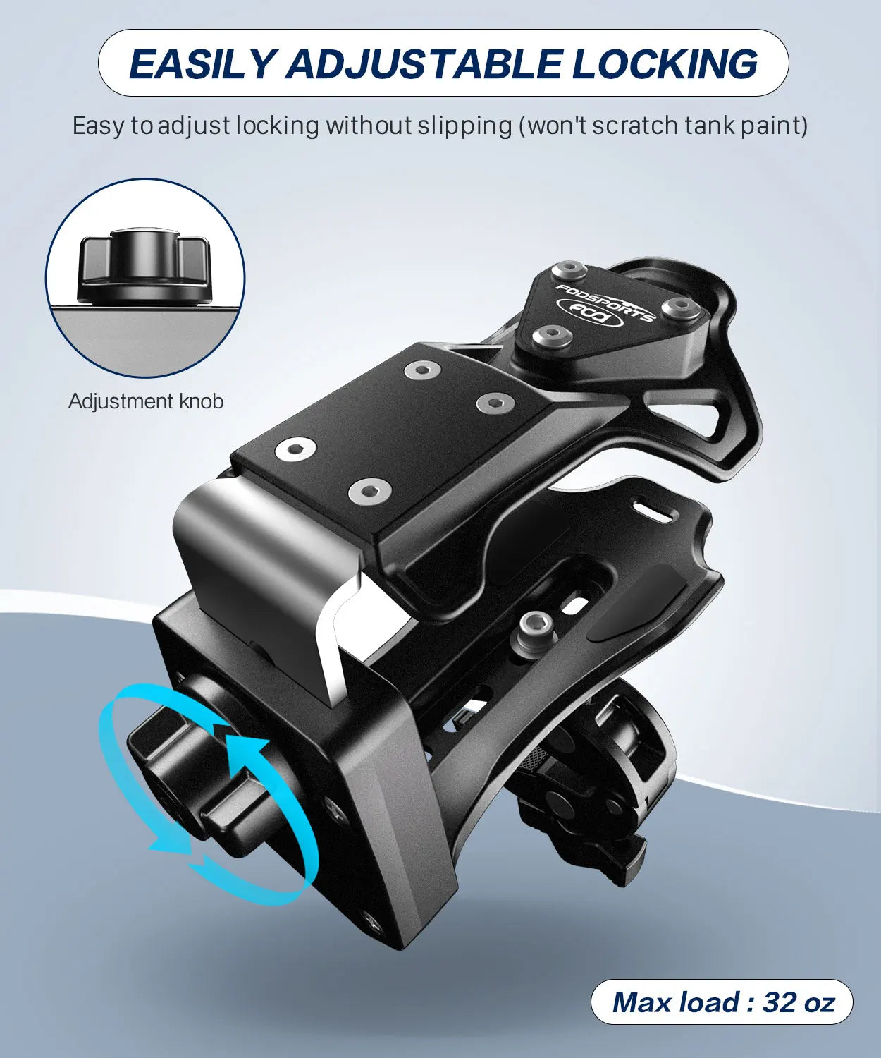 Universal Motorcycle and Bicycle Adjustable Water Bottle Holder with 360 Degree Rotation