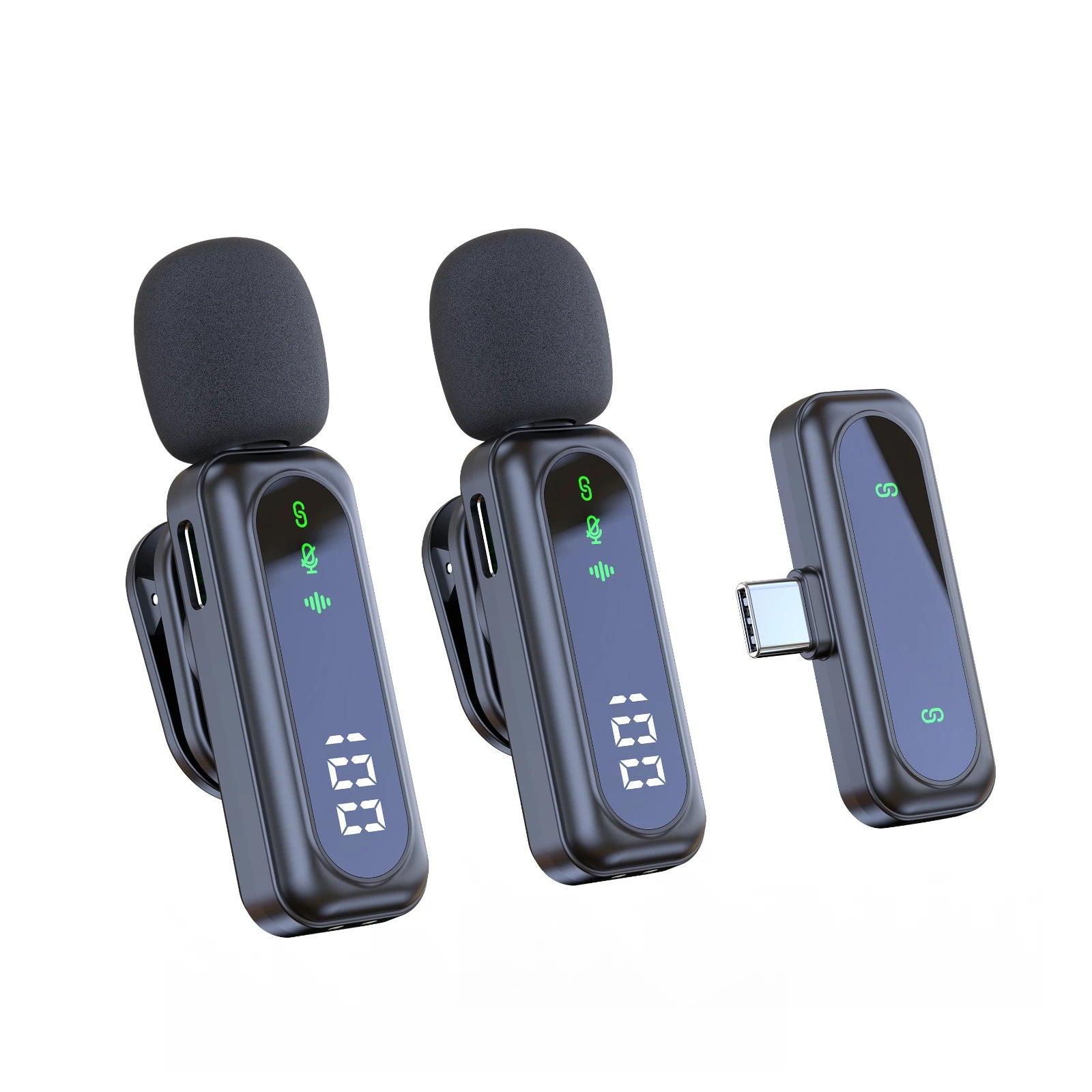 Wireless Lavalier Lapel Microphone with Noise Reduction Type-C for Live Streaming Recording