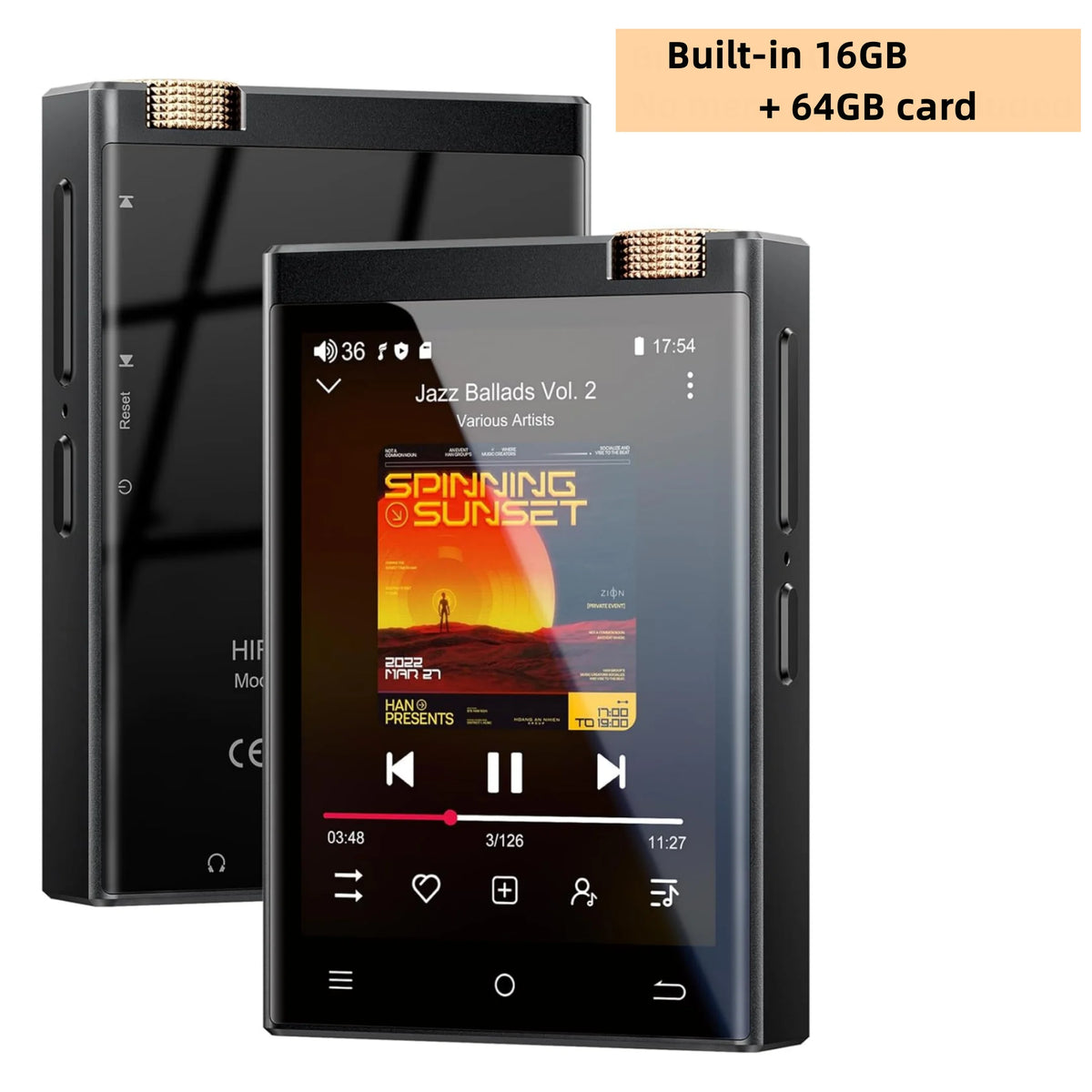 High Resolution MP3 Player with Bluetooth Wi-Fi Touchscreen and Expandable Memory up to 1TB
