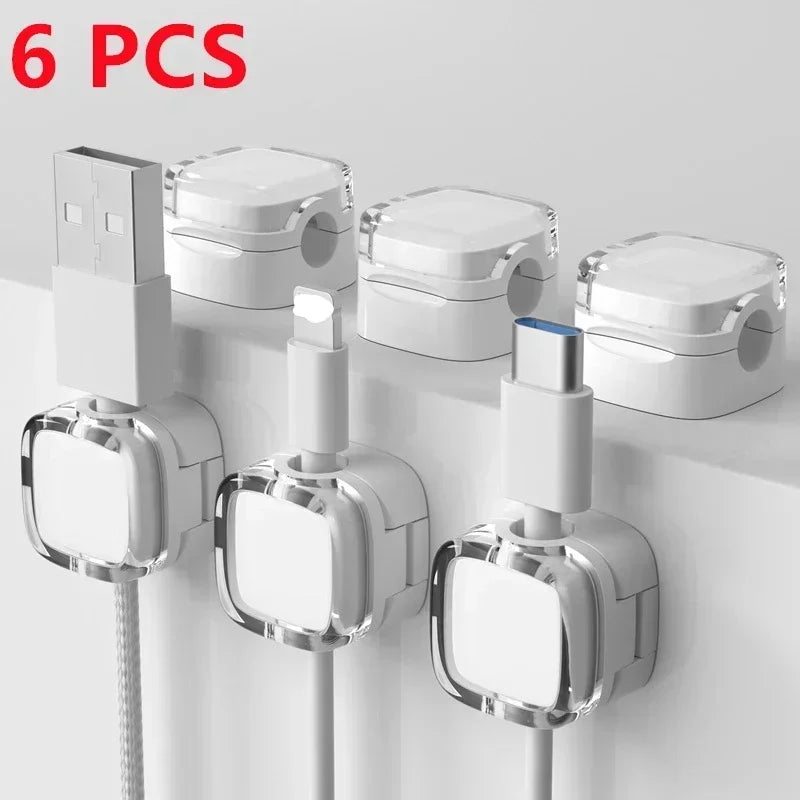 VIKEFON Magnetic Cable Organizer Clip Set, Adjustable Acrylic Wire Keeper for Desk & Wall