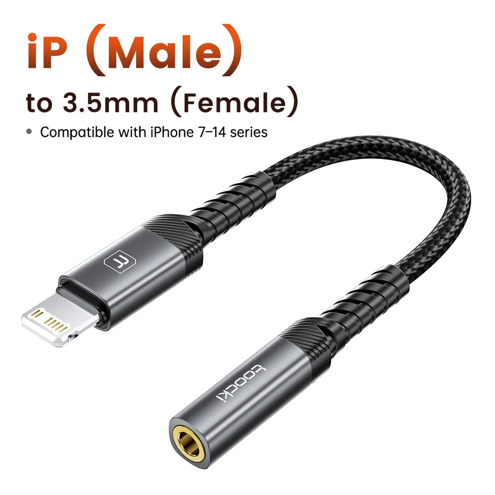 USB C and Lightning to 3.5mm Audio Adapter Cable for Phones Tablets and Laptops