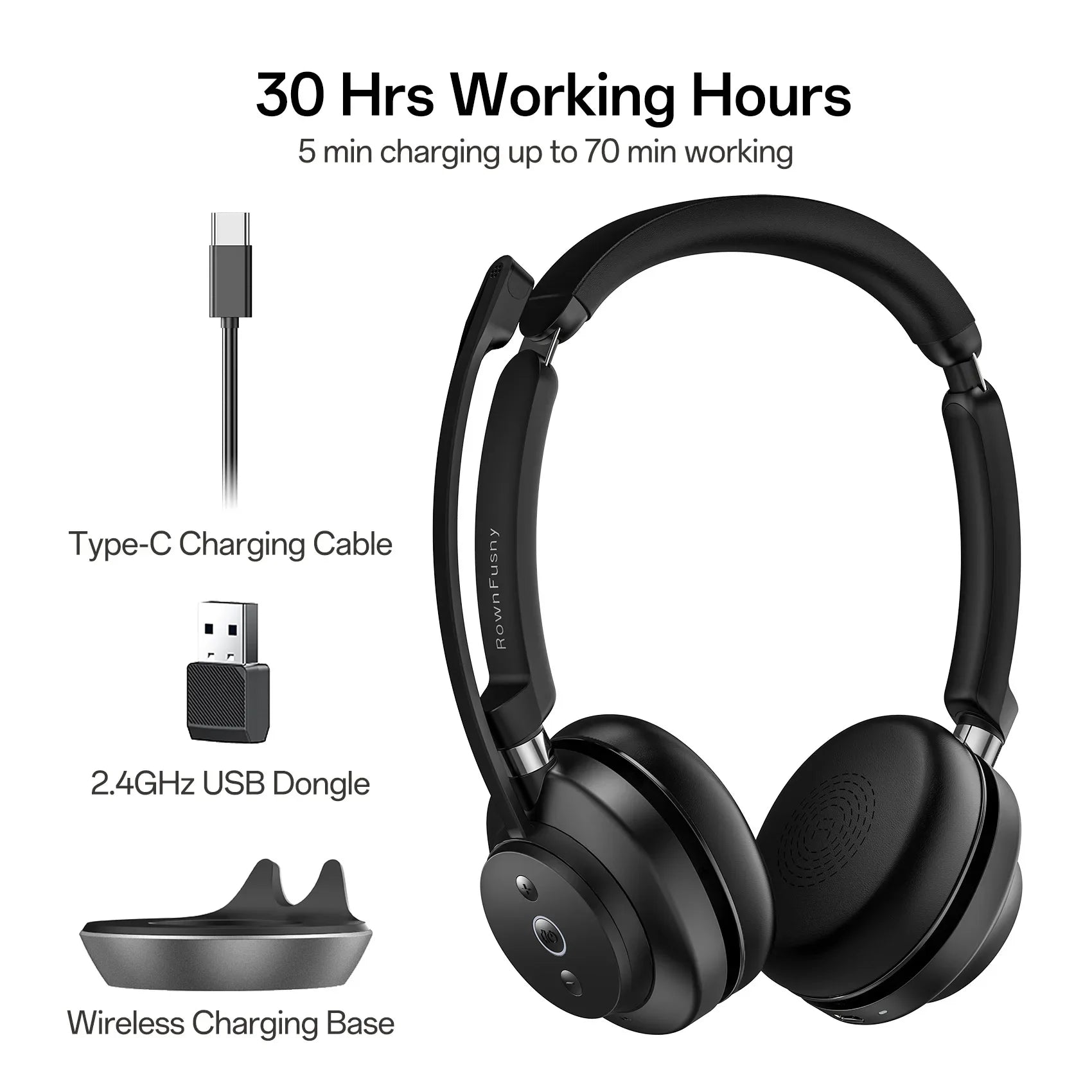 Wireless Bluetooth Over Ear Headset with Noise Cancelling Microphone for Work and Social Calls